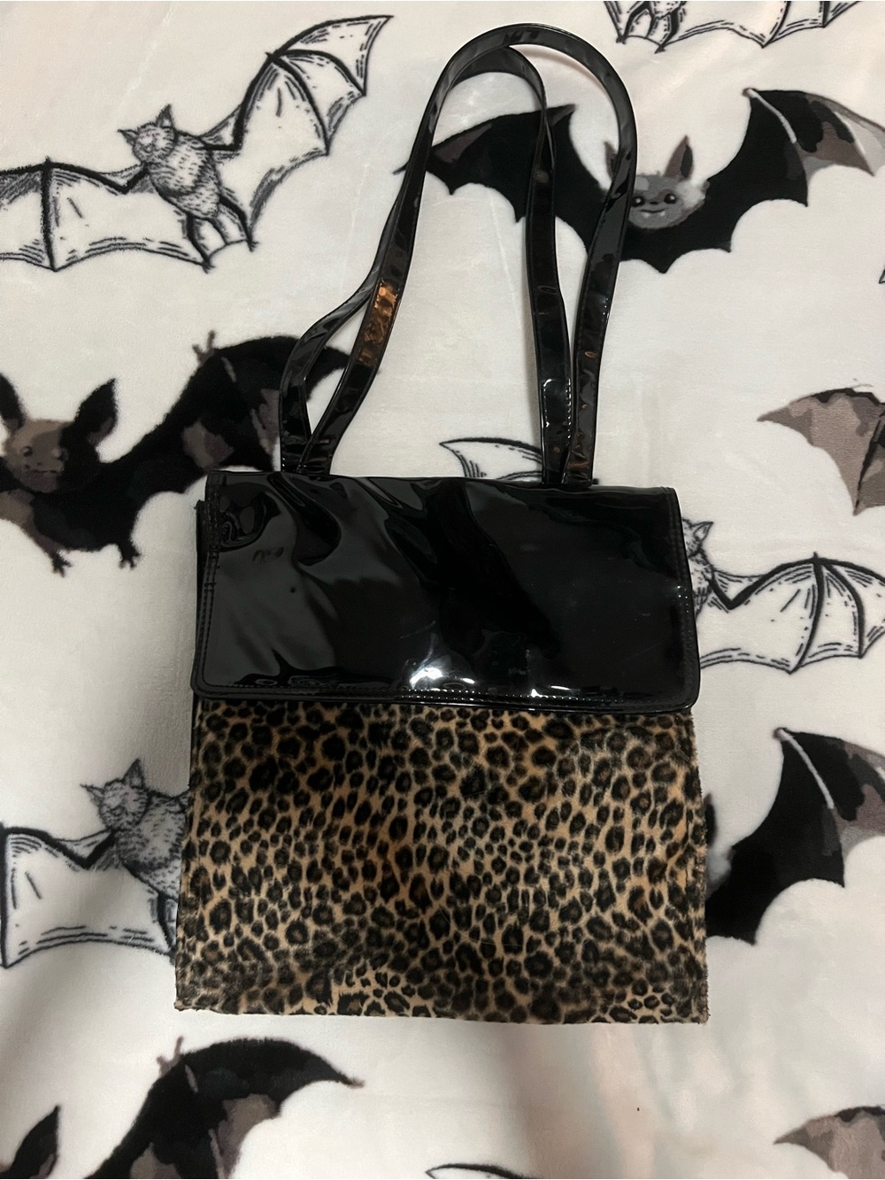 Black & Leopard Print Shoulder Bag